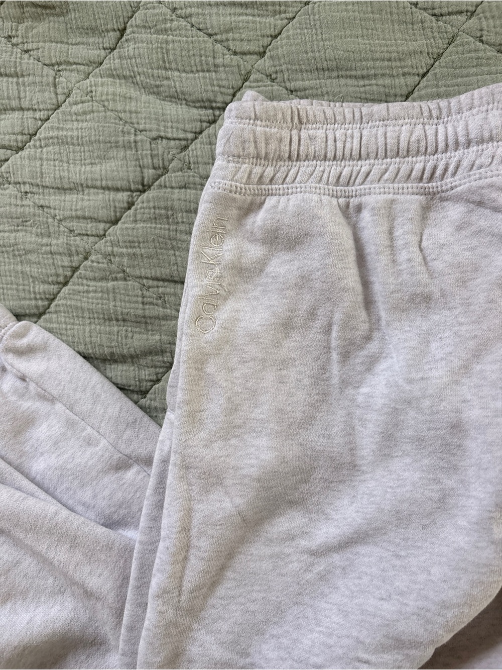 Calvin Klein Womens Light Gray Joggers with Subtle Logo